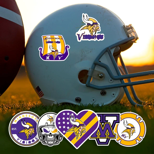 Alt view image 5 of 6 - 110PCS Minnesota Stickers Pack - Football & Rugby Viking Decals for Water Bottle, Laptop, Car, Helmet, Scrapbook - Waterproof Vinyl Minnesota Gifts for Kids, Teens & Adults Fans