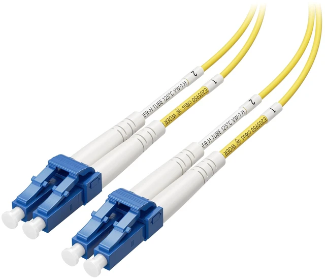 Main image of OS2 LC to LC Plenum Fiber Optic, 16.4ft / 5m OFNP Plenum Fiber, Single Mode Duplex, 9/125µm