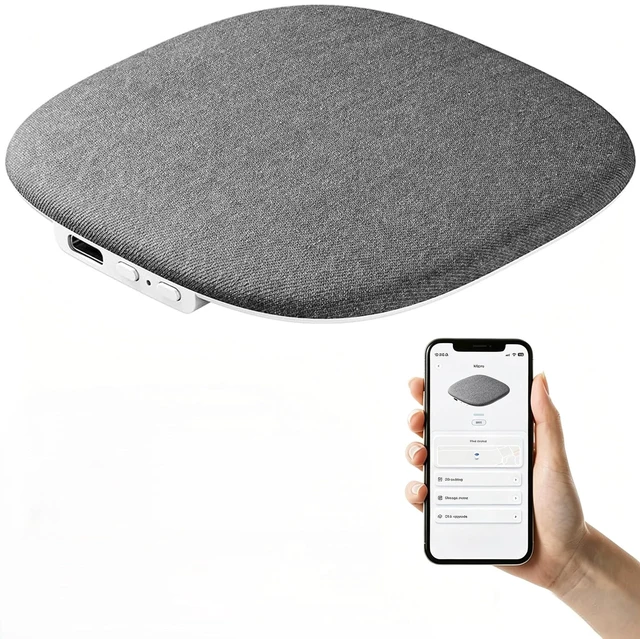 Main image of Bluetooth Under Pillow Speaker for Sleeping, Bone Conduction, Gray 0.39-inch thin; no earbuds to wear; Bluetooth 6.0; up to 30-hour playback; 4 auto-off timers; USB-C charging