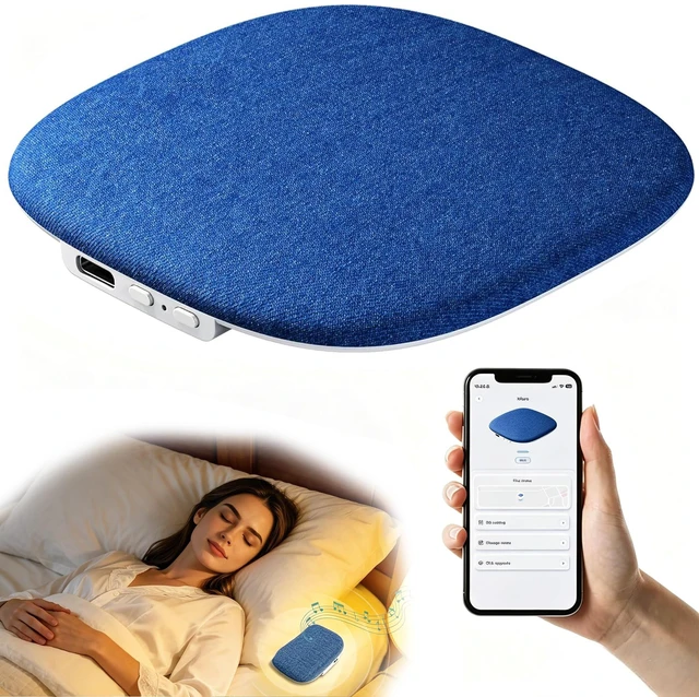 Main image of Bluetooth Under Pillow Speaker for Sleeping, Bone Conduction, Blue 0.39-inch thin; no earbuds to wear; Bluetooth 6.0; up to 30-hour playback; 4 auto-off timers; USB-C charging