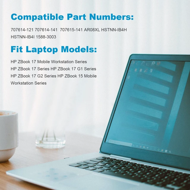 Alt view image 2 of 7 - Spare 708455-001 708456-001 707614-121 707614-141 707615-141 HSTNN-IB4H HSTNN-IB4I 1588-3003 Battery Replace for Hp ZBook 17 G1 G2 15 17 Mobile Workstation Series, fits AR08 AR08XL