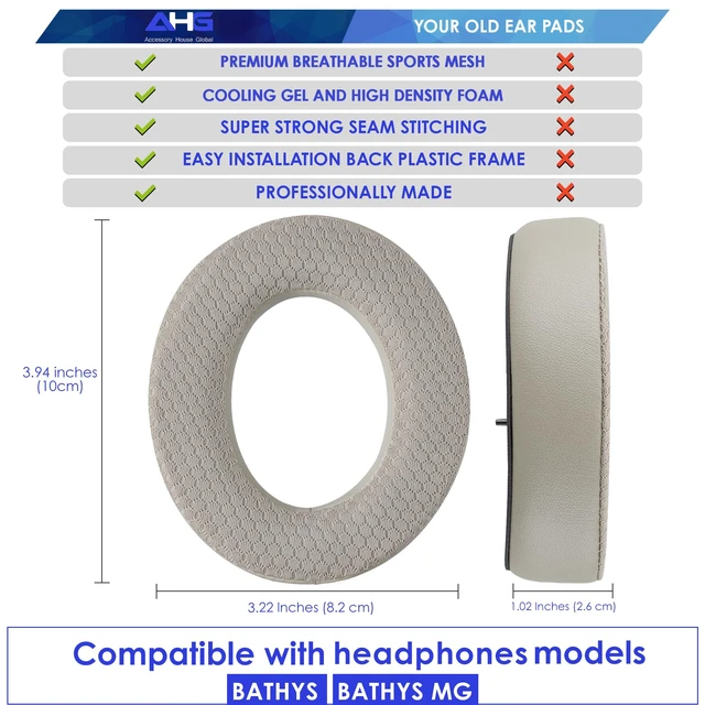 Alt view image 3 of 5 - Premium Bathys Cooling Gel Ear Pads Cushions Compatible with Focal bathys and Bathys MG Headphones (Dune). Easy DIY Fit Cool Gel Extra Thick Comfort Premium Materials