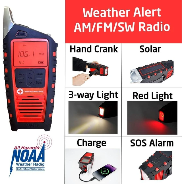 Alt view image 2 of 7 - Odyssey Adventure Hand Crank NOAA Weather Radio, All Band Emergency Radio, AM/FM Shortwave Storm, Bluetooth, Phone Charger, RDS, Solar, Multi-Function Flashlight, Camping, Hiking