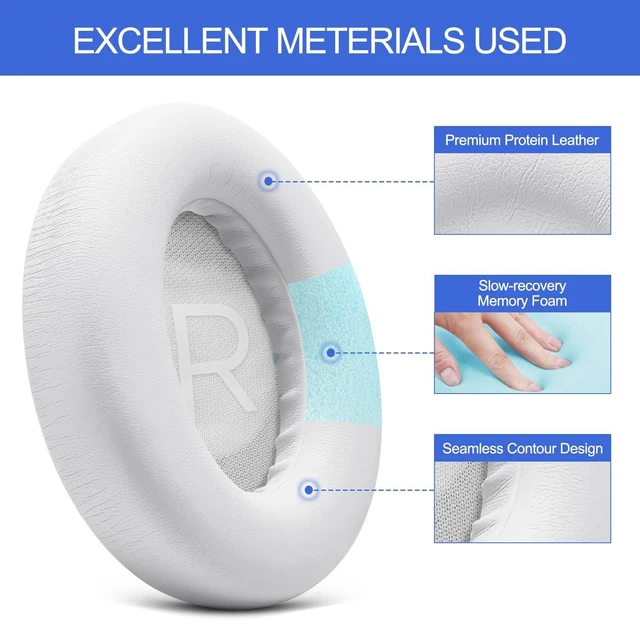 Alt view image 4 of 7 - Replacement Ear Pads for Bose NC700 Noise Cancelling Headphones 700 (White) Upgrade Protein Leather Ear Cushions