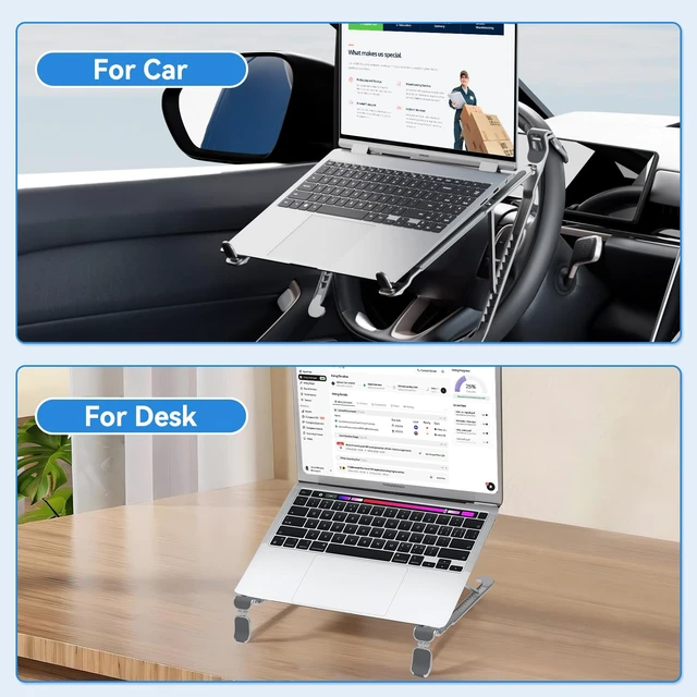 Alt view image 7 of 7 - Car Laptop Mount steering Wheel Tray Holder, Height Adjustable Car Desk for Laptop iPad Computer Tablet, Foldable Portable Lap Laptop Stand for Car Vehicle Workstation for Truck SUV Tesla Motorhome