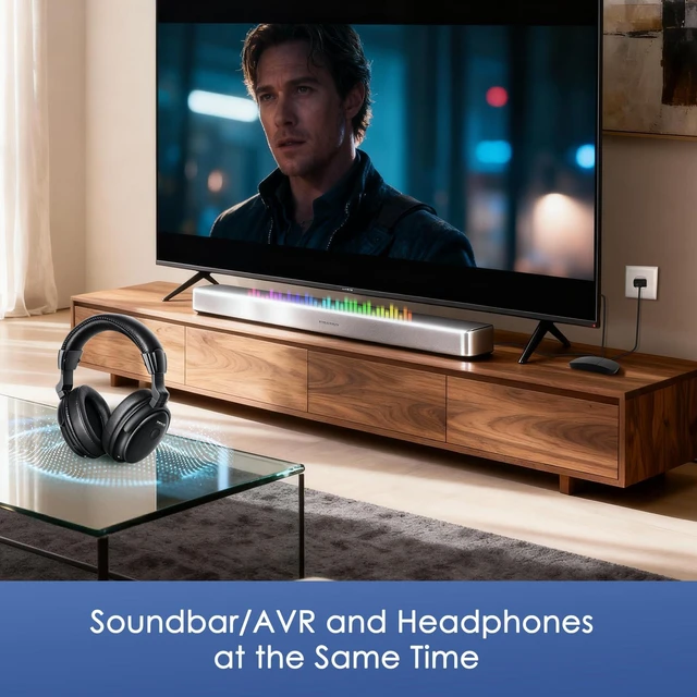 Alt view image 4 of 7 - Bluetooth Compatible Wireless TV Headphones for Seniors SM-825D Pro Boosted voice clarity & volume, L/R balance & ambient mode to aid TV listening, Soundbar compatible, Connect TOSLINK, AUX