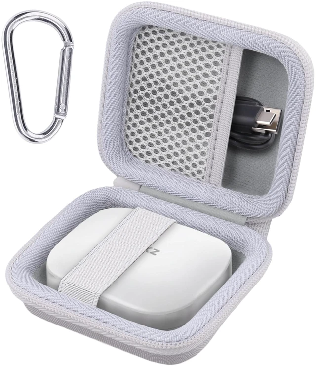 Main image of Hard Case for SHOKZ OpenFit Pro Open-Ear Earbuds, White Mesh Accessory Pocket, Charging Cable Storage, Lightweight Design, Carabiner Clip