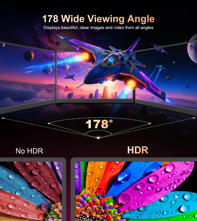 Alt view image 3 of 7 - 4K Portable Monitor - 15.6" UHD 3840 * 2400 for Laptop/Mac (Dark) 16:10,400 Nits,135% sRGB,IPS Screen,2 USB-C,HDMI Ports,Speakers,Standf,VESA for PC/PS5/Xbox