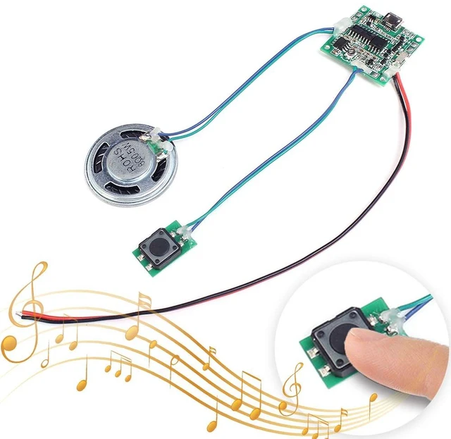 Main image of Icstation Recordable Sound Module, Button Control Sound Chip 8M MP3 WAV Music Voice Player Programmable Board with Speaker for DIY Birthday Music Box Mother's Day Greeting Card Present