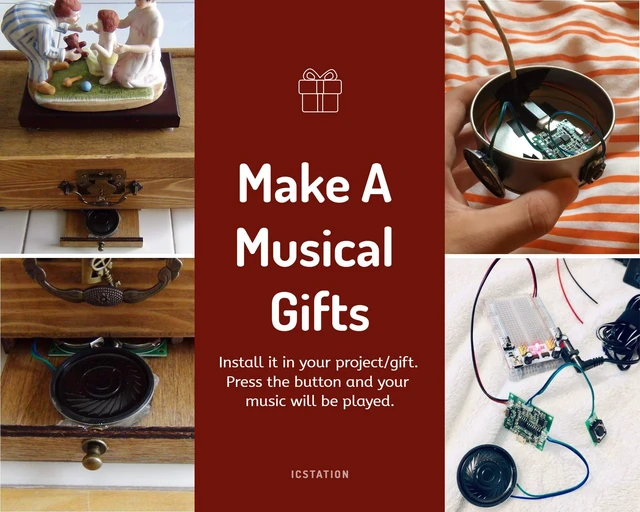 Alt view image 3 of 7 - Icstation Recordable Sound Module, Button Control Sound Chip 8M MP3 WAV Music Voice Player Programmable Board with Speaker for DIY Birthday Music Box Mother's Day Greeting Card Present