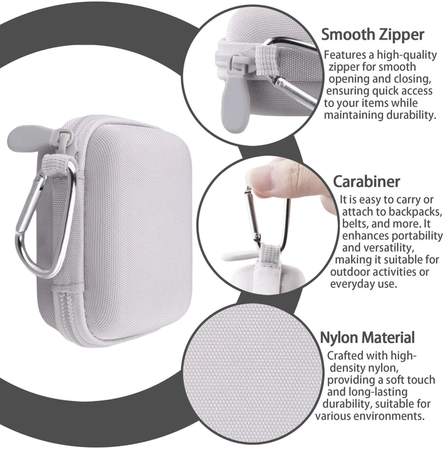 Alt view image 5 of 7 - Hard Case for SHOKZ OpenFit Pro Open-Ear Earbuds, White Mesh Accessory Pocket, Charging Cable Storage, Lightweight Design, Carabiner Clip