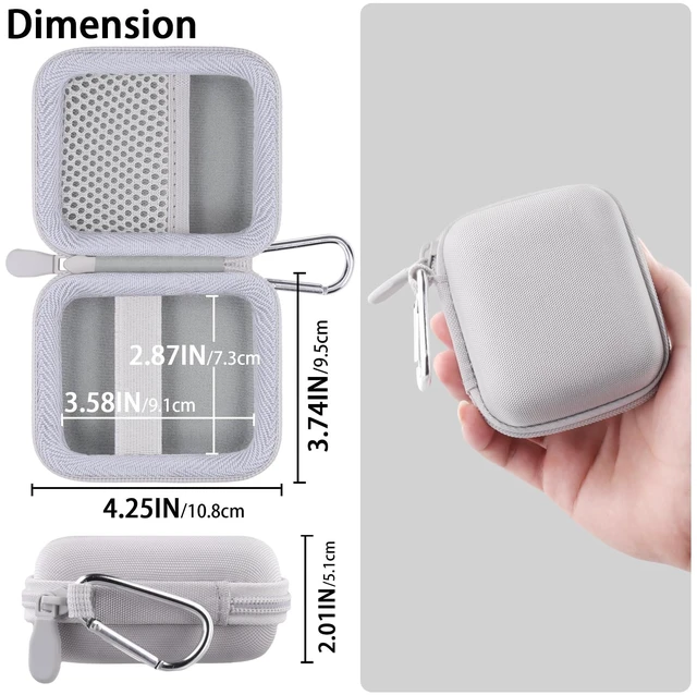 Alt view image 6 of 7 - Hard Case for SHOKZ OpenFit Pro Open-Ear Earbuds, White Mesh Accessory Pocket, Charging Cable Storage, Lightweight Design, Carabiner Clip