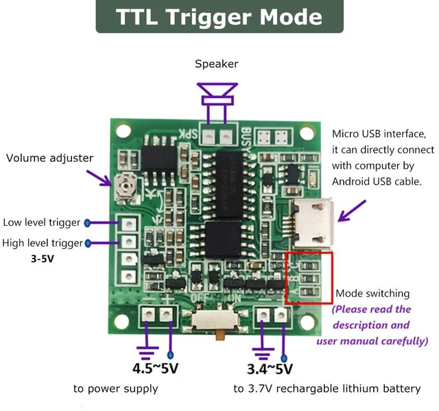 Alt view image 6 of 7 - Icstation Recordable Sound Module, Button Control Sound Chip 8M MP3 WAV Music Voice Player Programmable Board with Speaker for DIY Birthday Music Box Mother's Day Greeting Card Present