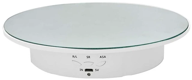Main image of 360-Degree Electric Rotating Turntable, Rechargeable Low Noise Adjustable Smooth Rotation Non-Slip Display Stand for Photographic Products (White, 7.8 inches/Load 17 LB/with Mirror Glass)