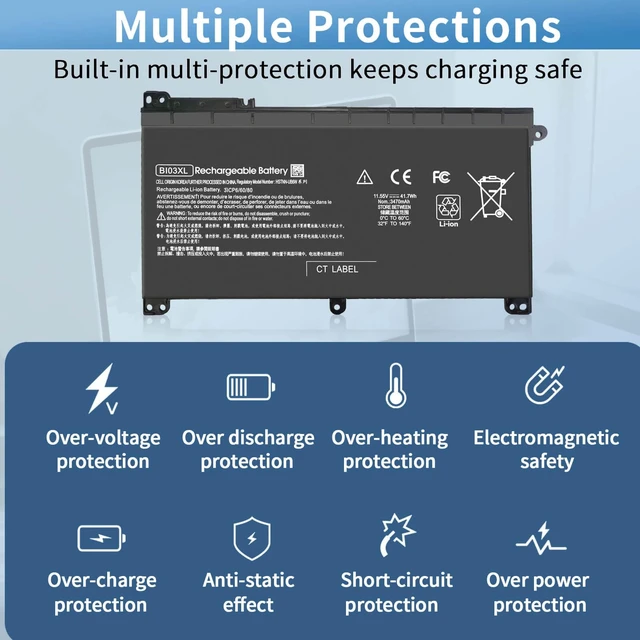 Alt view image 4 of 7 - BI03XL ON03XL 844203-850 844203-855 BIO3X Battery for HP Pavilion X360 13-U M3-U m3-u001dx m3-u103dx 13-u003la Stream 14-AX 14-ax010wm 14-ax020wm 14-ax030wm 14-ax040wm 915230-541 Bateria