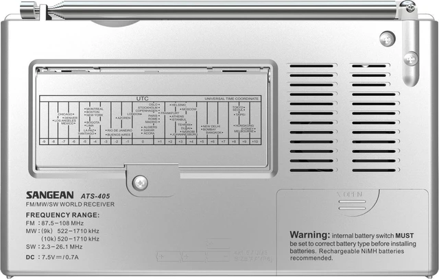 Alt view image 2 of 6 - ATS-405 FM-Stereo/AM/Short Wave World Band Receiver, Silver