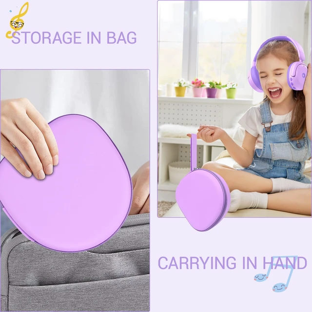 Alt view image 4 of 7 - Hard Headphone Case for ICLEVER BTH 20, with Mesh Pocket & Handle Strap Portable Carrying Storage Case for Foldable Headphones,Travel & Home Use, Purple