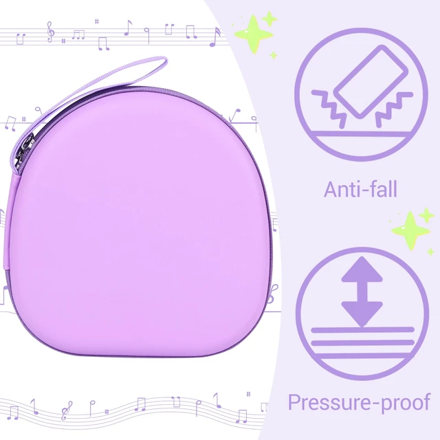 Alt view image 6 of 7 - Hard Headphone Case for ICLEVER BTH 20, with Mesh Pocket & Handle Strap Portable Carrying Storage Case for Foldable Headphones,Travel & Home Use, Purple