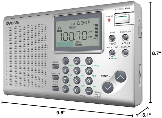 Alt view image 6 of 6 - ATS-405 FM-Stereo/AM/Short Wave World Band Receiver, Silver