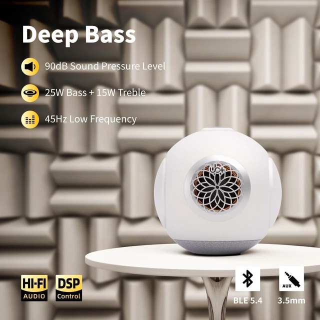 Alt view image 4 of 7 - dBMiNi Waterproof Portable Bluetooth Speaker, 40W Peak Dual Subwoofers Deep Bass Wireless Speaker for Outdoor/Garage/Home/Office, IPX5 Rugged Travel Speaker (Pearl White)