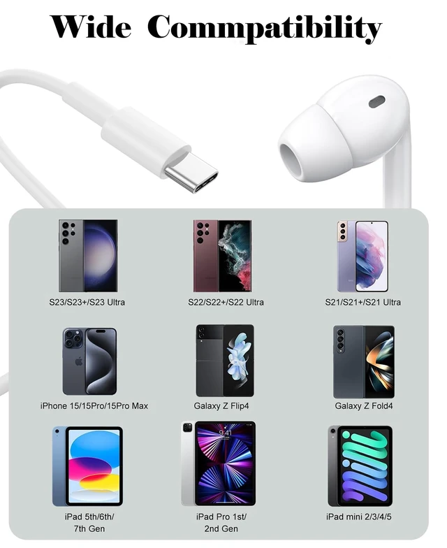 Alt view image 4 of 7 - USB C Wired Earphones for iPhone 17 16 15, Apple MFi Certified 2 Pack Type C Wired Headphones for iPhone 17 16 15 Pro Max, iPad Pro,Samsung Galaxy S25 S24 Ultra,Pixel 9, Noise Cancelling Earbuds