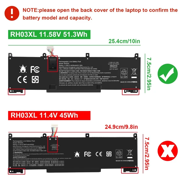 Alt view image 2 of 7 - 51.3Wh RH03XL Battery Replacement for HP EliteBook 640 G9 G10/650 G10/655 G10 Probook 440 G10/445 G10 G10/450 G9 G10/455 G10/460