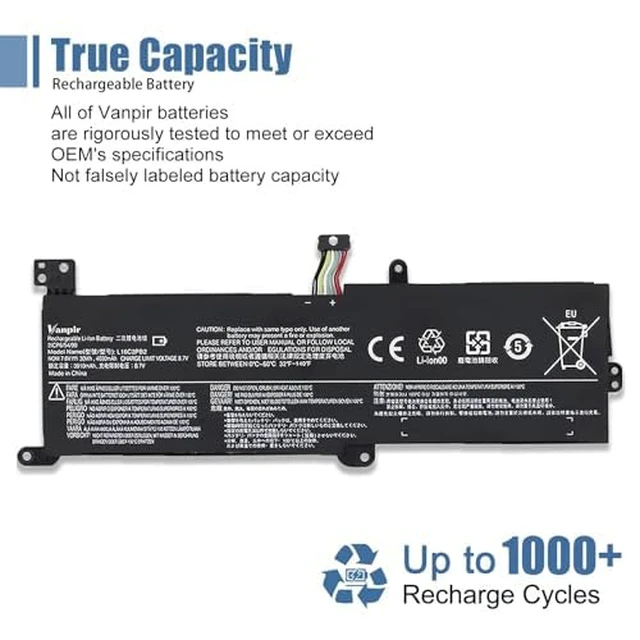 Alt view image 6 of 7 - L16C2PB2 Laptop Battery Compatible with Lenovo IdeaPad S145-14API/15API 320-14AST/14IAP/14IKB 320-15ABR/15AST/15IAP Series Notebook L16S2PB1 L16C2PB1 L17L2PF1 L17M2PB7 L16L2PB2 L16M2PB2
