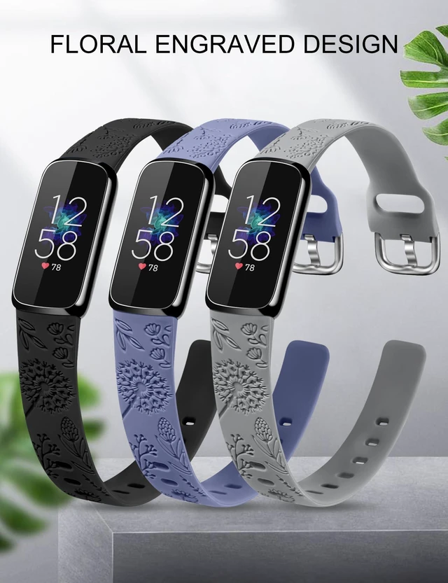 Alt view image 2 of 6 - 3 Packs Compatible with Fitbit Luxe Bands for Women Soft Silicone Floral Engraved Sport Strap Dandelion Wristband Replacement for Fitbit Luxe Watch Bands/Luxe Special Edition Fitness Tracker