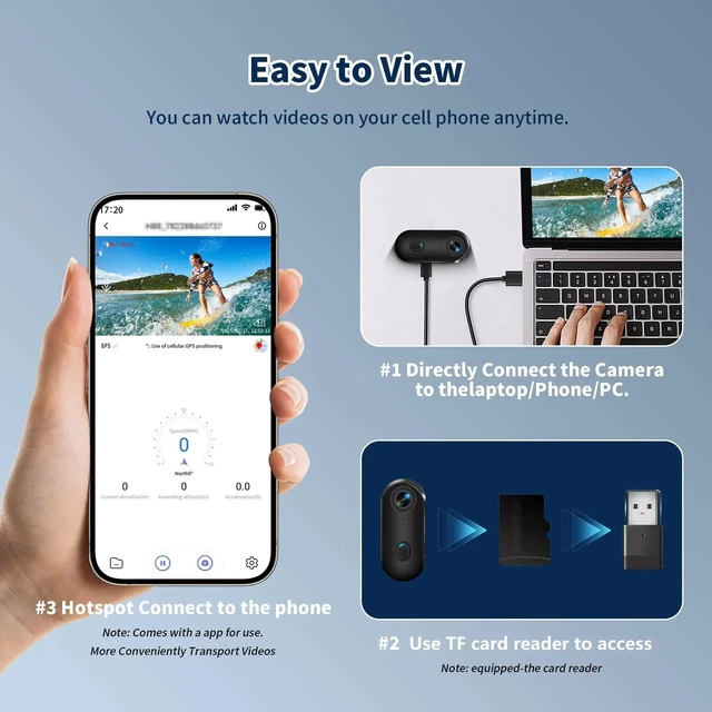 Alt view image 6 of 7 - 1080P Mini Body Camera 128GB, Wearable Motorcycle Camera WiFi POV 150° Wide Angle, WiFi App Live View, Waterproof Case 131ft, Magnetic Lanyard, Rotating Clip, 64GB Card for Pet Daily Use