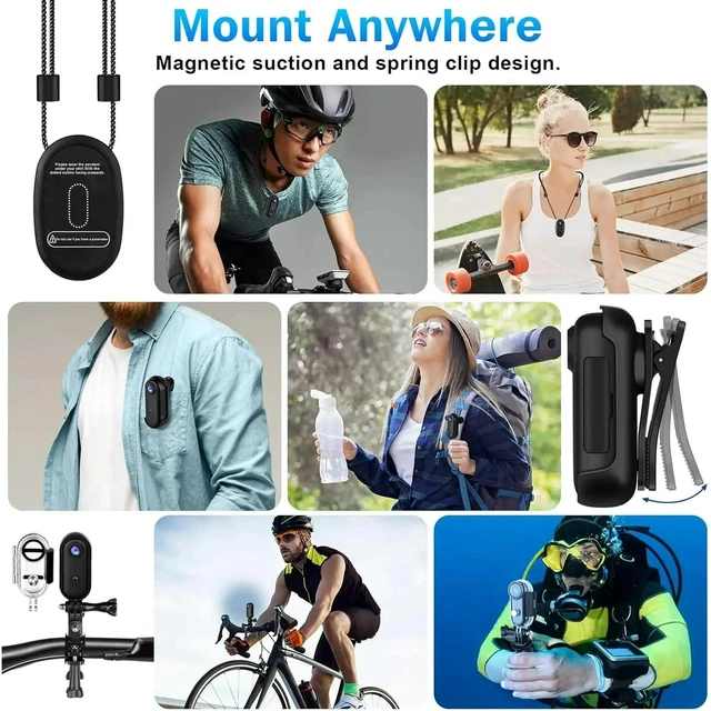 Alt view image 5 of 7 - 1080P Mini Body Camera 128GB, Wearable Motorcycle Camera WiFi POV 150° Wide Angle, WiFi App Live View, Waterproof Case 131ft, Magnetic Lanyard, Rotating Clip, 64GB Card for Pet Daily Use