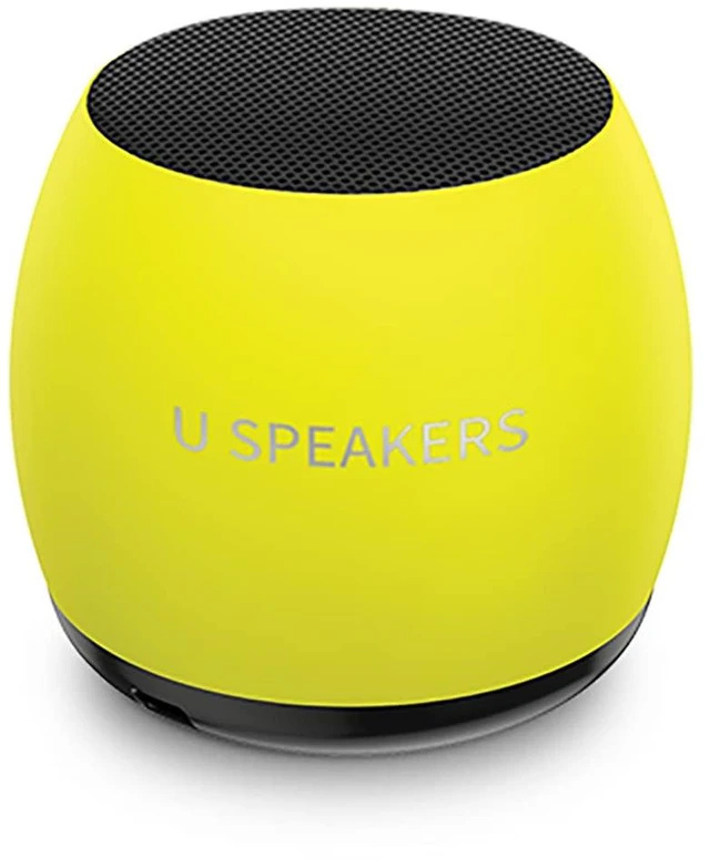 Main image of U Micro, Mini Bluetooth Speaker with Mic, Portable, Glow Yellow mini bluetooth speaker, under pillow speaker, coin sized, rechargeable, TWS pairing, glow in the dark, aluminum shell