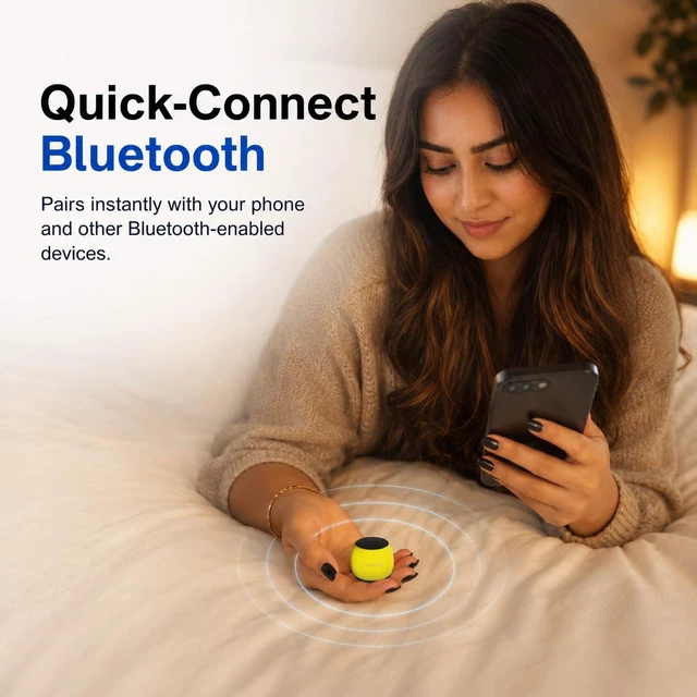 Alt view image 5 of 7 - U Micro, Mini Bluetooth Speaker with Mic, Portable, Glow Yellow mini bluetooth speaker, under pillow speaker, coin sized, rechargeable, TWS pairing, glow in the dark, aluminum shell