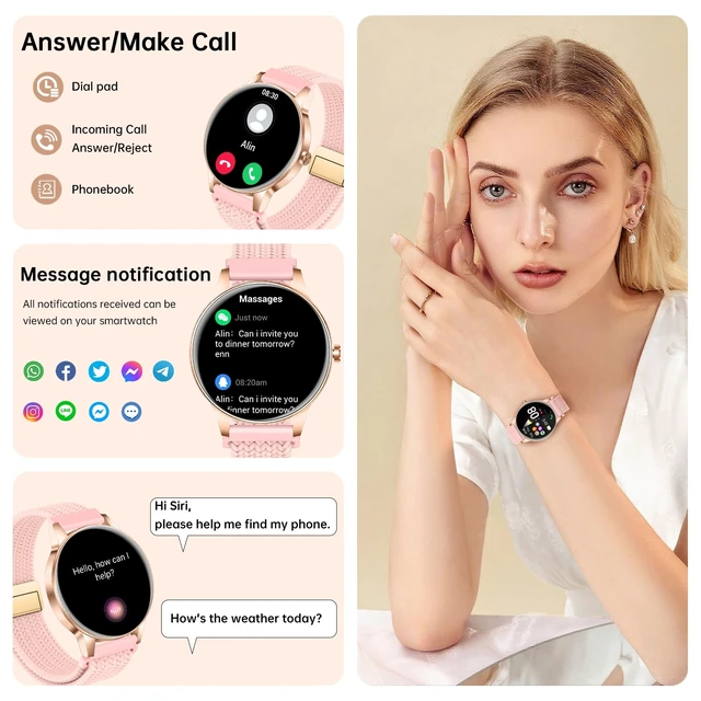 Alt view image 3 of 7 - Smart Watch for Women, 1.27'' Touchscreen Activity Trackers with Heart Rate/Sleep Monitor, Make/Answer Calls, 130+ Sport Modes IP68 Waterproof Fitness Watch Smartwatch for iPhone/Samsung/Android