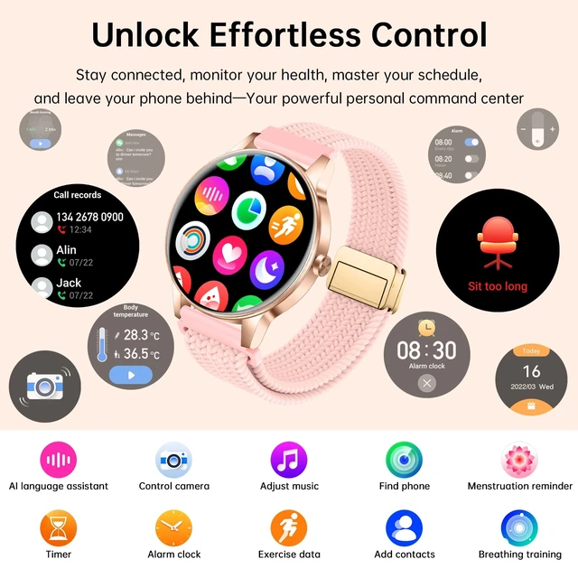 Alt view image 7 of 7 - Smart Watch for Women, 1.27'' Touchscreen Activity Trackers with Heart Rate/Sleep Monitor, Make/Answer Calls, 130+ Sport Modes IP68 Waterproof Fitness Watch Smartwatch for iPhone/Samsung/Android