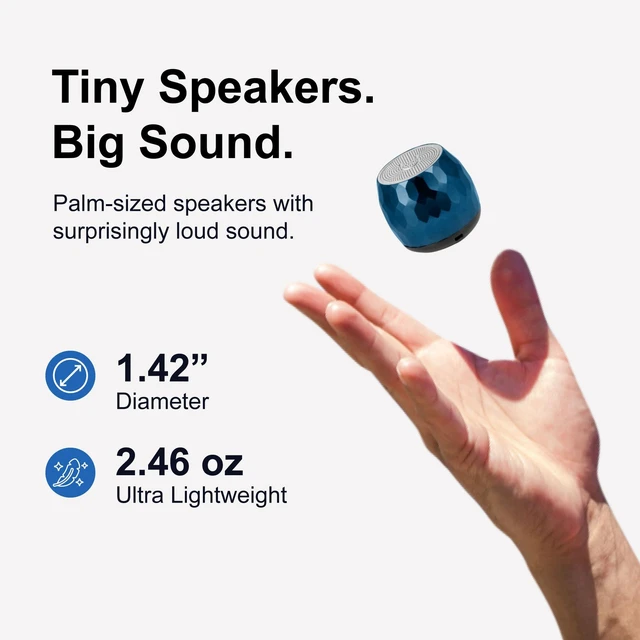 Alt view image 3 of 7 - U Micro, Mini Bluetooth Speaker with Mic, Portable, Glam Blue mini bluetooth speaker, pillow use for sleeping, coin sized, rechargeable, TWS pairing
