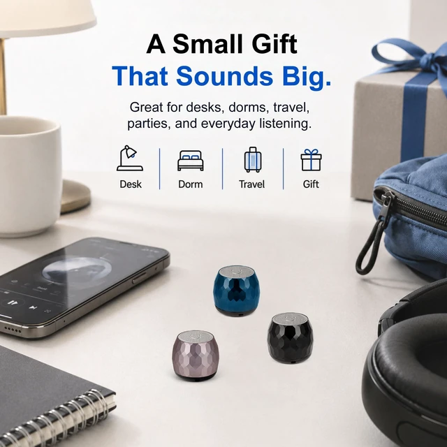 Alt view image 6 of 7 - U Micro, Mini Bluetooth Speaker with Mic, Portable, Glam Blue mini bluetooth speaker, pillow use for sleeping, coin sized, rechargeable, TWS pairing
