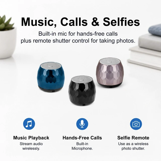Alt view image 7 of 7 - U Micro, Mini Bluetooth Speaker with Mic, Portable, Glam Blue mini bluetooth speaker, pillow use for sleeping, coin sized, rechargeable, TWS pairing