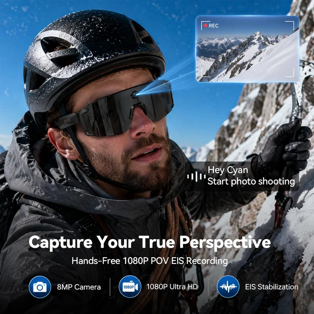 Alt view image 2 of 6 - AI Smart Glasses, POV Camera Glasses, Video Recording for Cycling Hiking HD Video & Photo, Live Translation, 4GB Memory, Electronic Image Stabilization, AI Voice Assistant