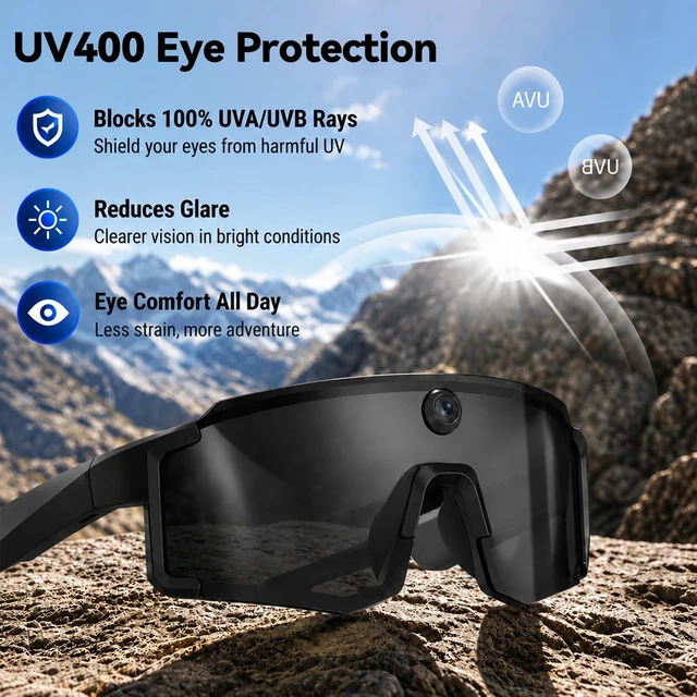 Alt view image 6 of 6 - AI Smart Glasses, POV Camera Glasses, Video Recording for Cycling Hiking HD Video & Photo, Live Translation, 4GB Memory, Electronic Image Stabilization, AI Voice Assistant