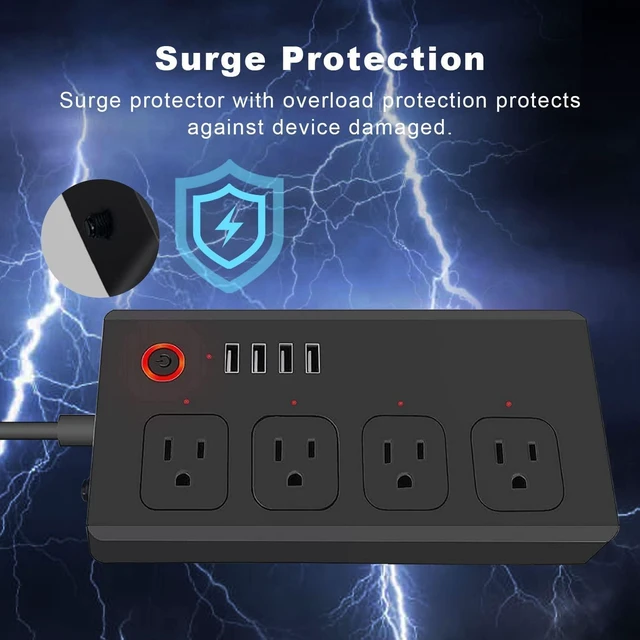Alt view image 6 of 7 - Smart Plug Power StripSurge Protector with 4 Individually Controlled Smart Outlets, Voice Control,4 USBs (incl. 20W USB-C), Compatible with Alexa and Google Home,5Ft Extension Cord