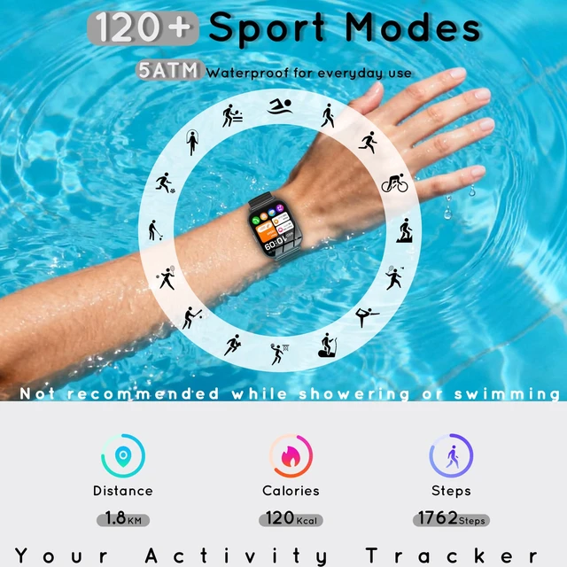 Alt view image 5 of 7 - Smart Watch for Men Women 1000mAh Battery for iPhone & Android 44MM 3 Bands 30+ Day Battery Life Make/Answer Call Fitness Tracker with Heart Rate Sleep SpO2 Monitor, 120+Sport Mode IP68, Black
