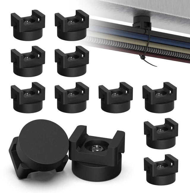 Main image of 10 Pack Magnetic Zip Tie Mount with Rubber Coating, Strong NdFeB Magnetic Cable Zip Tie Mount for Car & Home Wire Organization, No-Drill Magnet Cable Tie Holder Base Kit for Metal Surfaces
