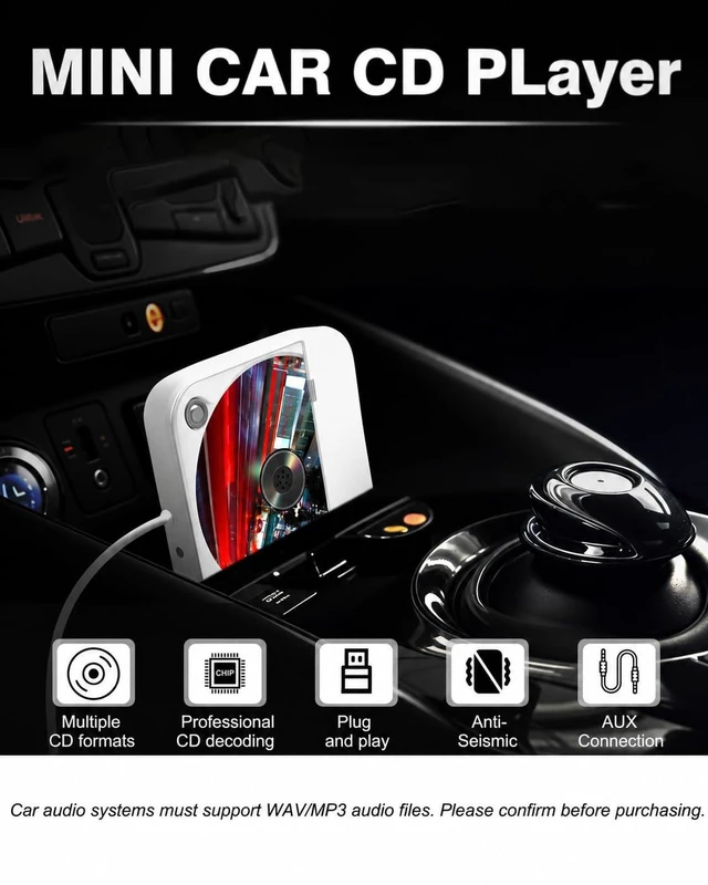 Alt view image 2 of 7 - External CD Player for Car, Portable USB Car CD Player with AUX Port, USB-C Adapter & Extension Cable, Plug & Play for Cars Without CDs Player, Vehicle, Laptop, TV, Computer