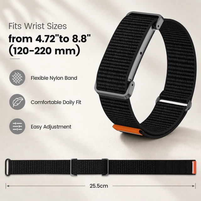 Alt view image 5 of 7 - Nylon Sport Band Compatible with Google Fitbit Air, Adjustable Hook-and-Loop Replacement Strap with Metal Frame Case, Soft Breathable Woven Wristband for Men and Women