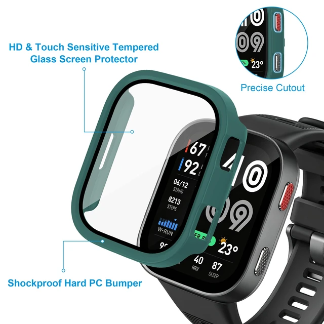 Alt view image 3 of 6 - 6 Pack Case Compatible for Amazfit Bip Max with Screen Protector Tempered Glass Screen Protector, Shockproof Hard PC Bumper Protective Cover