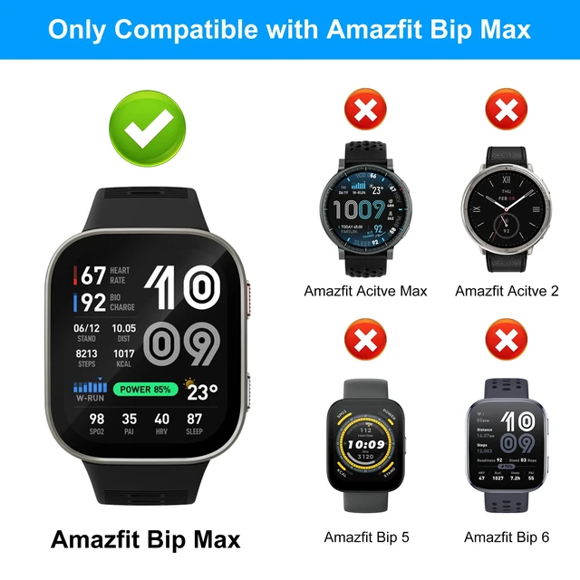 Alt view image 2 of 6 - 6 Pack Case Compatible for Amazfit Bip Max with Screen Protector Tempered Glass Screen Protector, Shockproof Hard PC Bumper Protective Cover