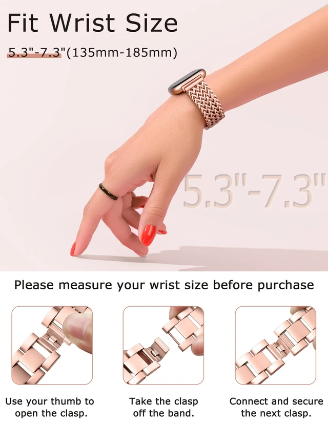 Alt view image 2 of 6 - Metal Bands Compatible with Fitbit Sense 2/Versa 4/Versa 3/Sense Bands Women, Dressy Stainless Steel Multi-chain Designer Luxury Link Bracelet Wristband Replacement Strap