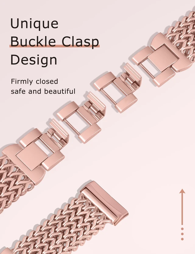 Alt view image 3 of 6 - Metal Bands Compatible with Fitbit Sense 2/Versa 4/Versa 3/Sense Bands Women, Dressy Stainless Steel Multi-chain Designer Luxury Link Bracelet Wristband Replacement Strap