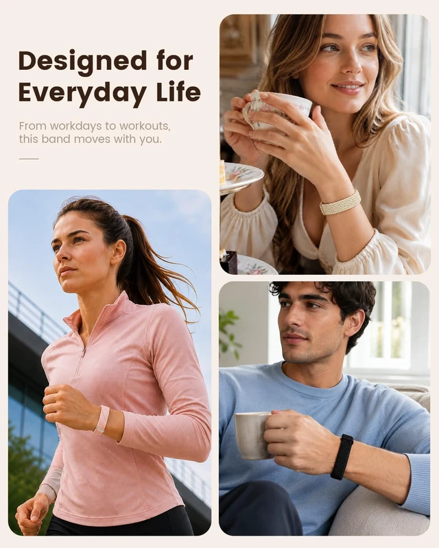 Alt view image 7 of 7 - Magnetic Braided Band Compatible with Google Fitbit Air Magnetic Closure Braided Woven Design Adjustable Fit Soft Daily Wear
