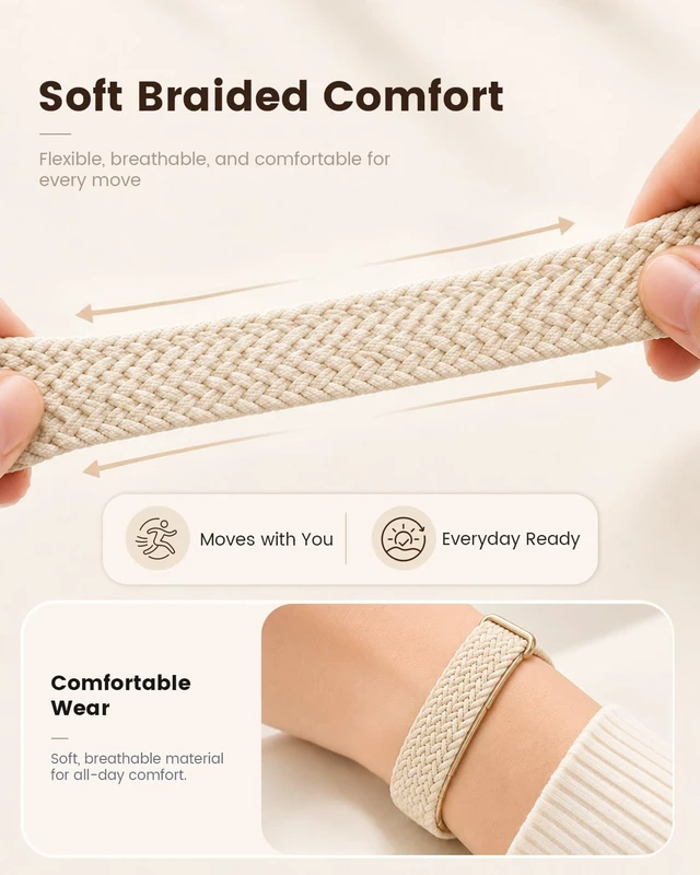 Alt view image 4 of 7 - Magnetic Braided Band Compatible with Google Fitbit Air Magnetic Closure Braided Woven Design Adjustable Fit Soft Daily Wear